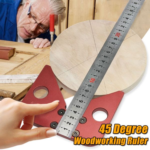 

45 degree angle round center line scribe wood ruled carpenter round heart ruler layout gauge woodworking diy tool