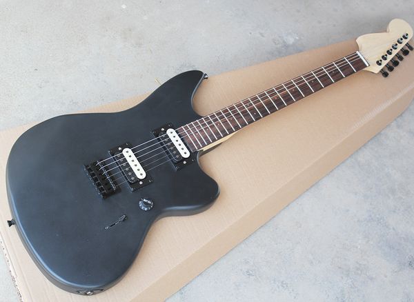 

factory wholesale matte black electric guitar with humbuckers,reversed headstock,22 frets,rosewood fretboard,offering customized service