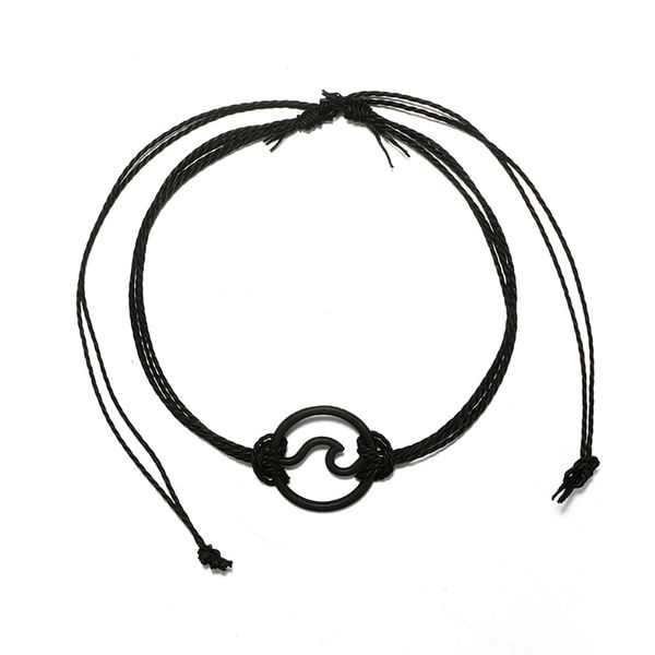 

bohemian wax line braided bracelet alloy handmade rope bracelet set, Black