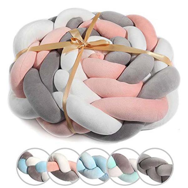 

newborn bed bumper long knotted braid pillow knot crib newborn baby crib bumper bed knot infant room decor (3 meter