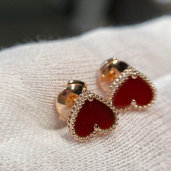 

women earring red heart studs 18k gold bohemia antique bronze metal hollow out rhinestone resin gem dangle earrings, Silver