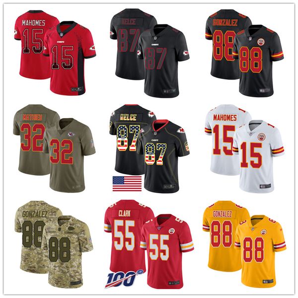 

Custom Chief Jerseys Tony Gonzalez Patrick Mahomes Tyrann Mathieu Travis Kelce Sammy Watkins Frank Clark Men Football Jersey