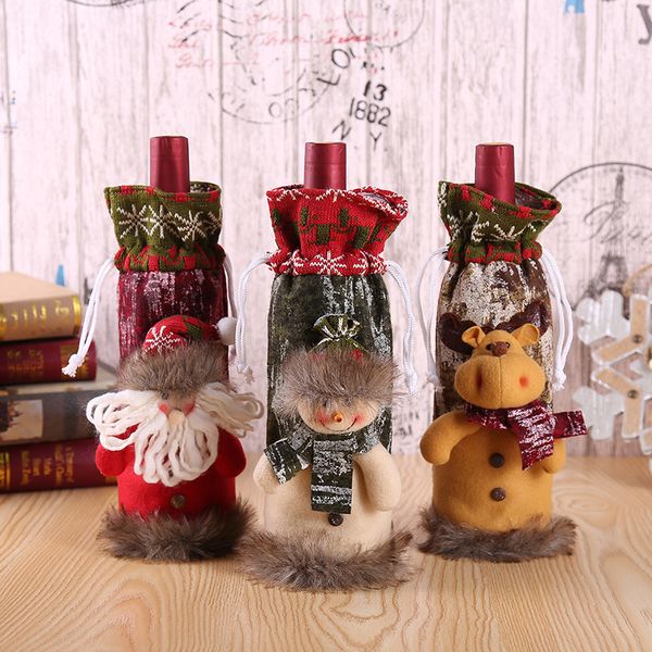

christmas wine bag santa claus gift bags christmas decorations red wine bottle cover bags xmas santa champagne bottle bags
