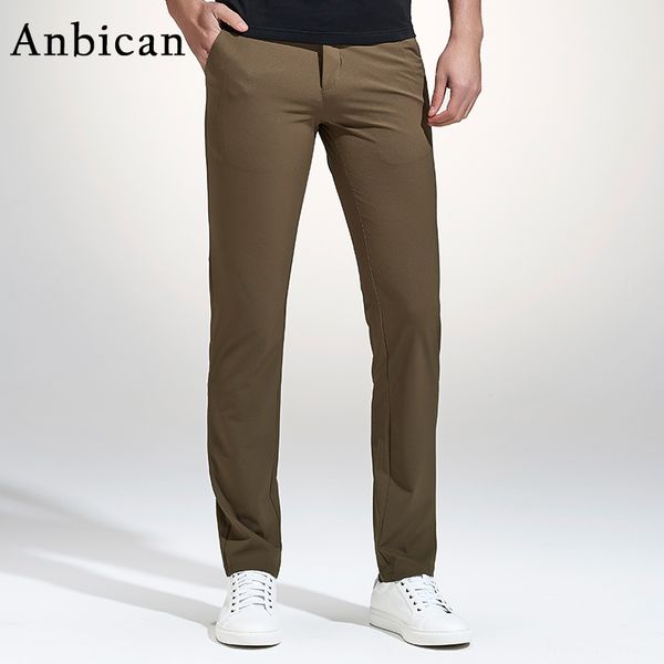 Anbican Moda Khaki Pants Casual Men 2017 Primavera nova marca de Lazer Negócios Magro Calças trabalho dos homens vestido de algodão Chinos Calças