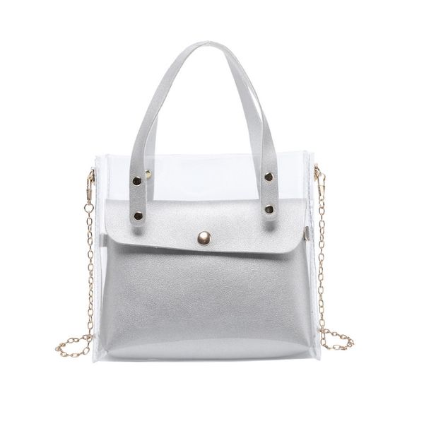 

pvc women's bag 2020 new style chain over-the-shoulder bag transparent different size bags hand shoulder