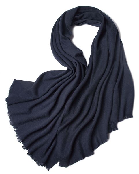 

cashmere lambswool blend thick scarfs shawl for 65x180cm small frineged dark blue, Blue;gray