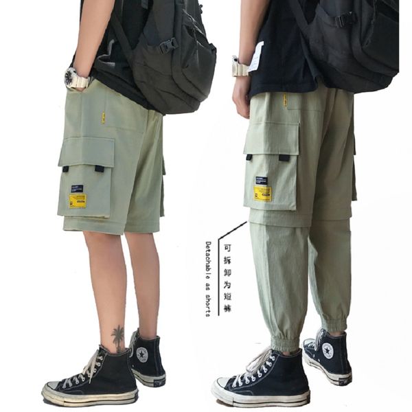 

iidossan removable pockets cargo pants for men streetwear pants outdoor sports breathable hiphop patalones 2020 new sale, Black