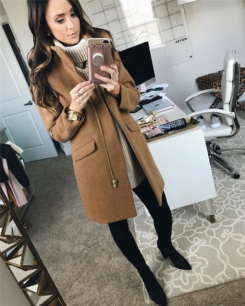 

autumn winter casual trench coat women long sleeve turn-down collar outwear jacket fashion zip overcoat female clothes yf027, Black