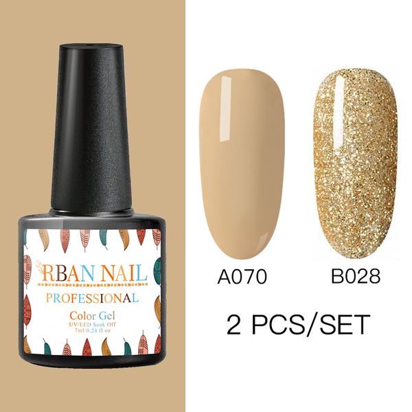 

rban nail 2pcs/set nail gel polish set new color led gel varnish semi permanent lacquer 7ml glitter sequins kits, Red;pink