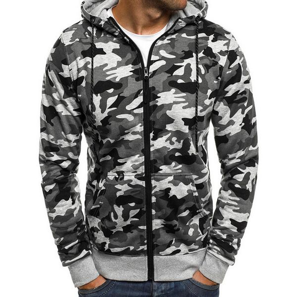 

2019 spring hoodies sweatshirt men fashion camouflage printed sweatershirts pockets hoodies casual cardigan sweatershirt, Black