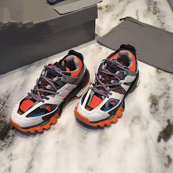 

2019 paris triple s track 3.0 grey orange yellow men women running shoes platform sports sneakers tess s. gomma trek mens trainers, Black