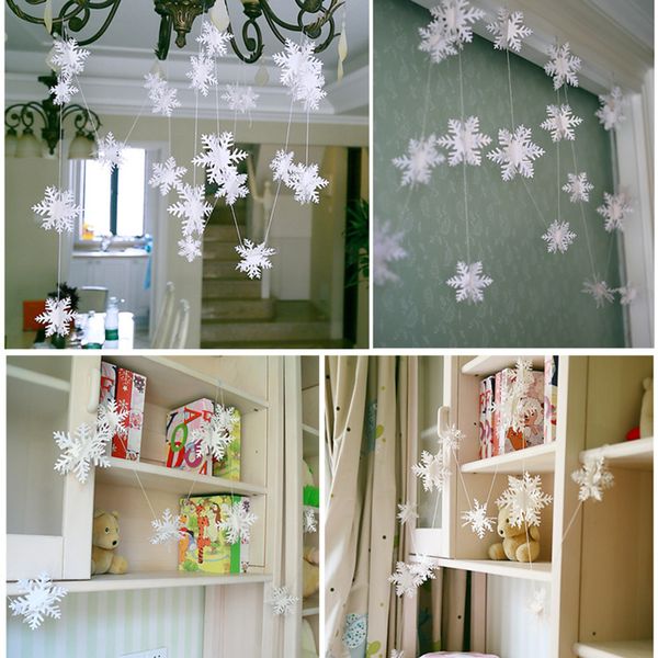 

1pcs/lot frozen party supplies 3m silver snowflake shape paper garland christmas wedding decoration scene new year decor