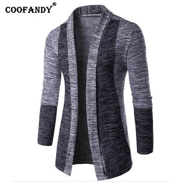 

men fashion casual v neck long sleeve contrast autumn, winter color patchwork sweater causal cardigan, White;black