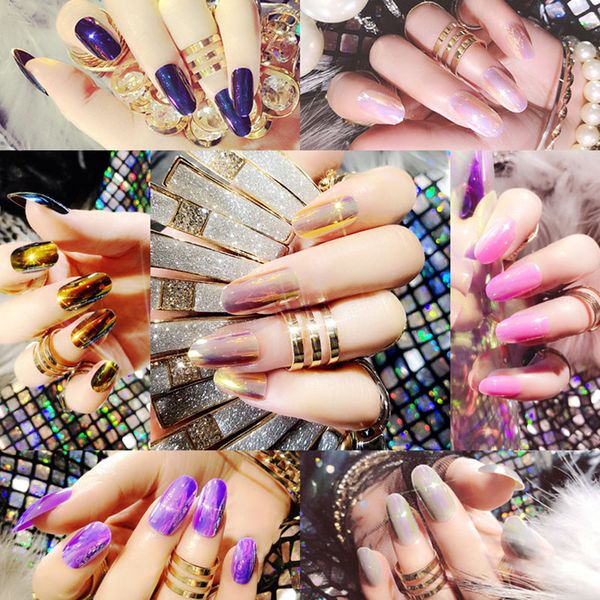 

fake nails press on nail artificial nail tips with glue sticker faux gift, Red;gold