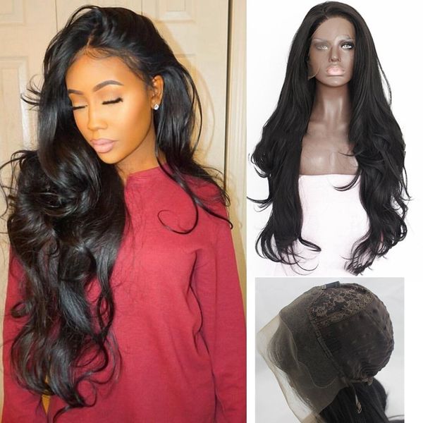 

female fashion natural wave long black curly lace front wig full wig synthetic wigs human hair wig