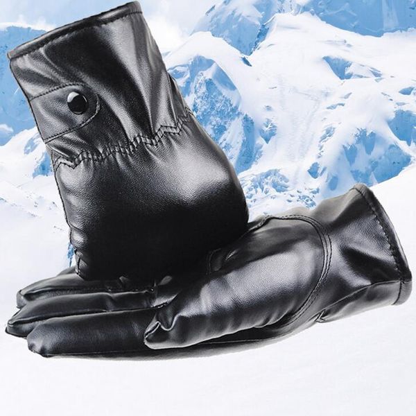 

mens luxurious leather winter super driving warm cashmere gloves touch screen gloves windproof waterproof warm mittens #zer, Blue;gray