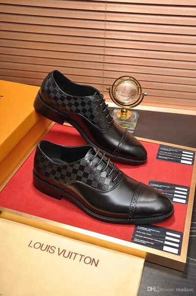 

19fw luxury classic men's casual loafers genuine leather dress shoes brands design wedding size 45 bonsin, Black