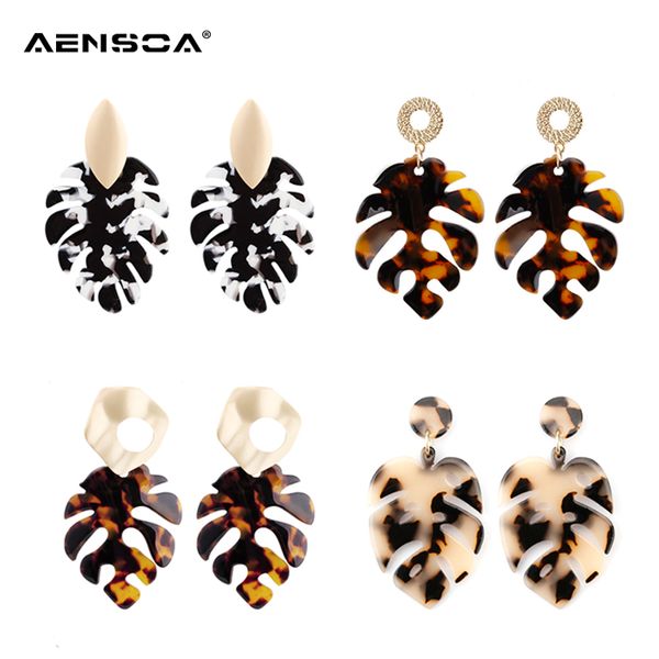 

aensoa acrylic leopard earrings for women 2019 new big leaf statement jewelry vintage large earrings wholesale gift pendientes, Silver