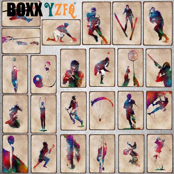 

sports golf watercolor style metal tin signs fitness decorative wall bar shop coffee shop gym decoration 30x20cm