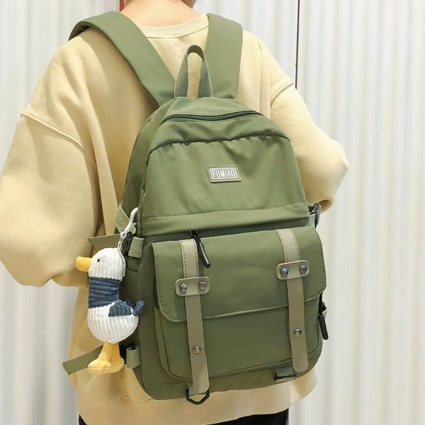 

student waterproof lapbackpack women cute buckle school bag kawaii girl nylon backpack fashion female book bag ladies