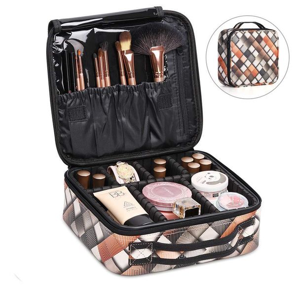 

beau-travel makeup bag portable makeup train case mini cosmetic organizer bag with adjustable dividers perfect for girl and wo