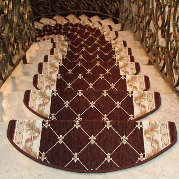 

yazi non-slip stairs carpet self-adhesive european pastoral floral rug living room soft stairway stair step mat