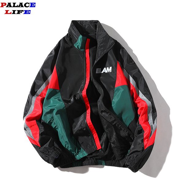 

plus size 4xl loose japanese patchwork jackets men hip hop windbreaker tracksuit coat couple baseball jacket jaqueta masculino, Black;brown