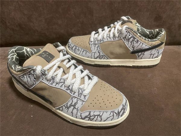 

2020 released authentic sb dunk low travis scott sample ts x dunk beige bandana casual skateboard shoes man women running shoes with box