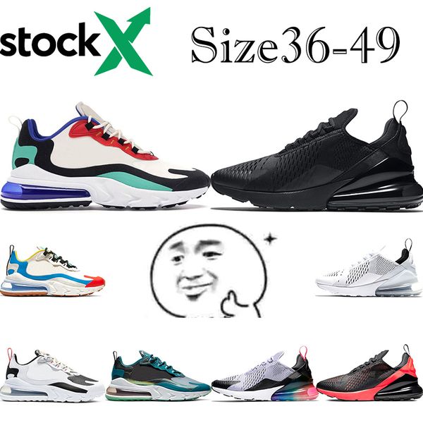 

stock x 270 react running shoes triple black white zapatos regency purple 270s chaussures be true mens trainers air breathable sneakers