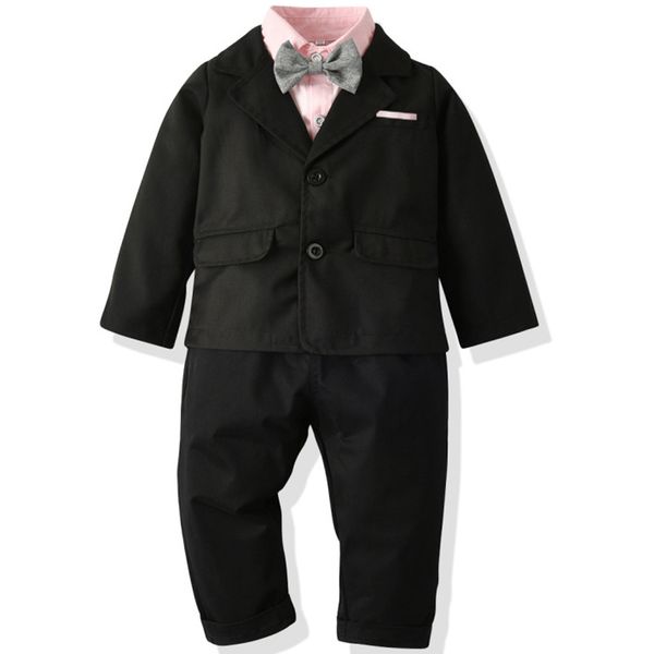 

five-piece children's clothing boys gentleman children's clothing spring and autumn boys suit pink shirt party vestidos, White