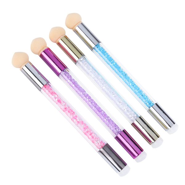 

nail art brush губка силиконовые двуглавые градиентные кисти ручка горный хрусталь ручка цветущие уф-гель ногти маникюрный инструмент, Yellow
