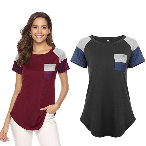 

clothes long tees sleeve t shirts loose striped ship short shirts summer women round drop neck 220115 qfvgu, Black