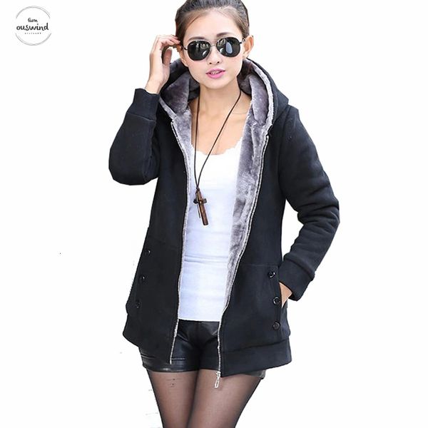 

autumn women zipper hoodies coats long sleeve female slim fit fleece jackets long sleeve warm long coat plus size 4xl, Black