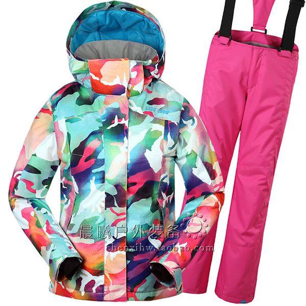 

2017 gsou snow snowboard suit children jacket+pants kids girls jacket snowboard outdoor sport warm skiing waterproof windproof