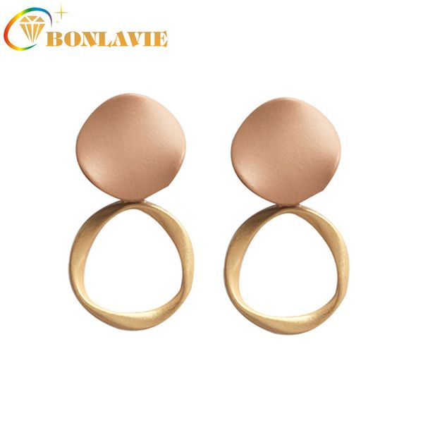 

bonlavie retro matte circle earrings korean geometric hollow round earrings frosted dangle women bridal jewelry, Silver