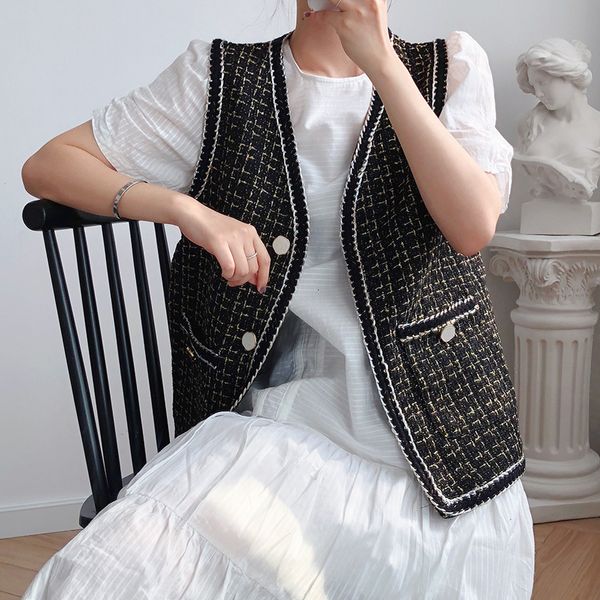 

mevgo2019 new black vest foe woman plus size sleeveless korean autumn casual waist coat femme all match vest hd1248, Black;white
