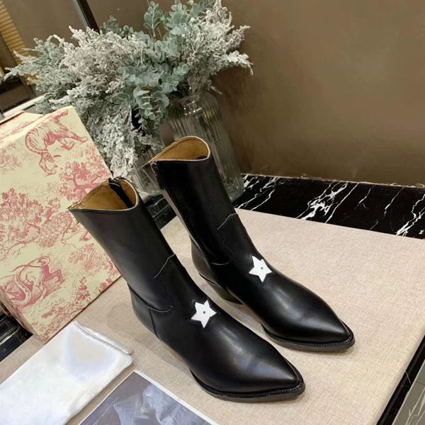 

new 35/41 genuine leather diamond rhinestone med heel short boots m matte black