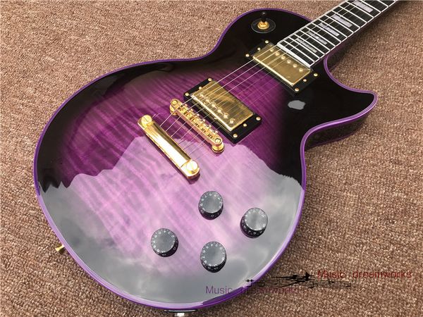 

china electric guitar purple guitar, purple binding, gold hardware ship