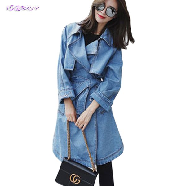 

spring fashion female trench coat women elegant women's windbreake bow tie belt denim women coat slim long coats ioqrcjv t198, Tan;black