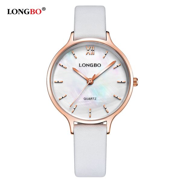

cwp LONGBO Fashion Brand Leather Pearl Dial Casual Wristwatches Women Ladies Watches Date Calendar Clock Waterproof Gift 5038, Orange