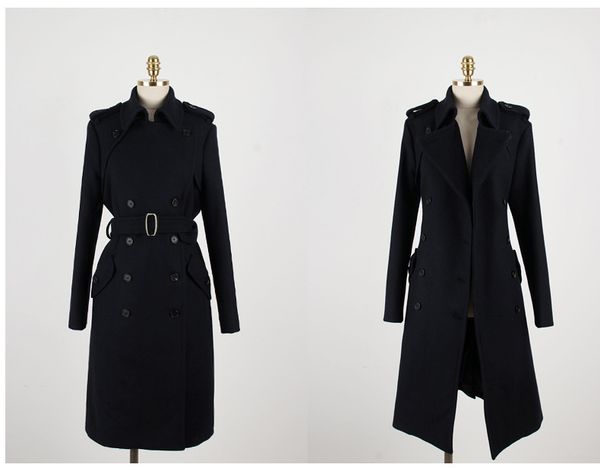 

2019the new double-breasted wool commuter wear large size slim thinms coat, Black