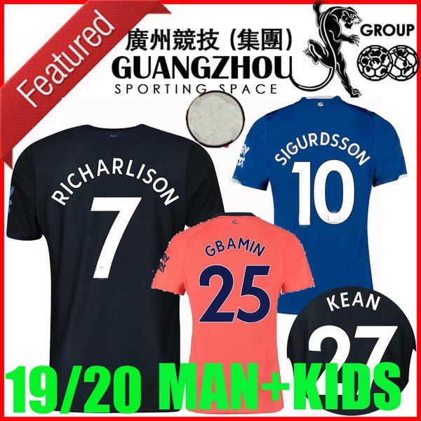 

richarlison 19 20 everton soccer jerseys home third away 2019 2020 sigurdsson digne cenk tosun andre gomes gbamin man kids football shirt, Black;yellow