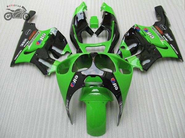 Set di carenature per moto personalizzate gratuite per KAWASAKI Ninja 1996-2003 ZX7R ZX-7R 96-03 ZX 7R set di carenature da corsa su strada aftermarket verde nero