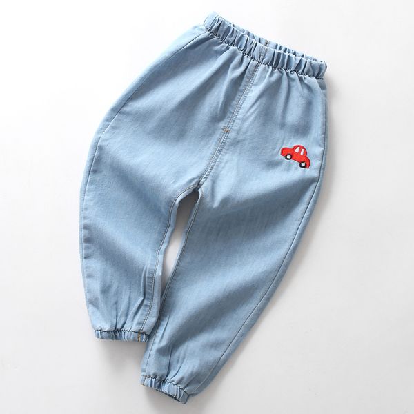 

soft summer kids jeans 2019 new casual blue girls denim pants elastic waist 2 3 4 5 6 year boys jeans toddler children trousers, White