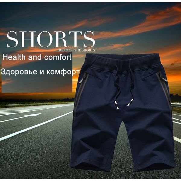 2019 Sharkprint Fashion Sports Shorts Men Cotton Zip Pockets Knee