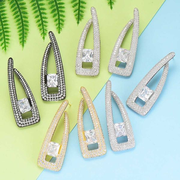 

larrauri 2020 unique design trendy drop women earrings clear austrian crystal noble earring for women bridal wedding, Silver