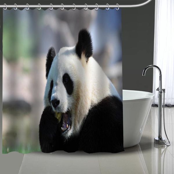 

custom panda printed shower curtain bathroom waterproof polyester washable home bath decor curtains with hooks