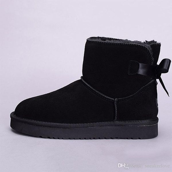 

20120 deal price winter australia warm snow boots mini fashion tall boots sheep bailey bowknot women's bailey bow knee boots ing, Black