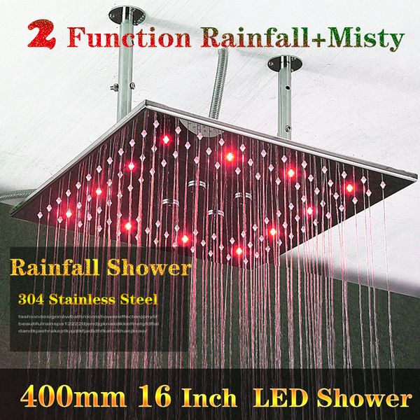 2019 2 Functions Bathroom Hydro Power Led Shower Luxury 400x400mm 304 Stainless Steel Ceiling Big Rain Shower Head With Arms From Canastar 265 33
