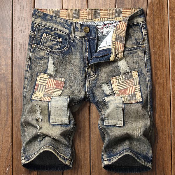 

2020 retro nostalgic ripped jeans men's jeans hole stretch denim casual jean men skinny pants elasticity ripped ripped beggar jeans, Blue